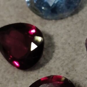 Red and Blue Teardrop Gemstones
